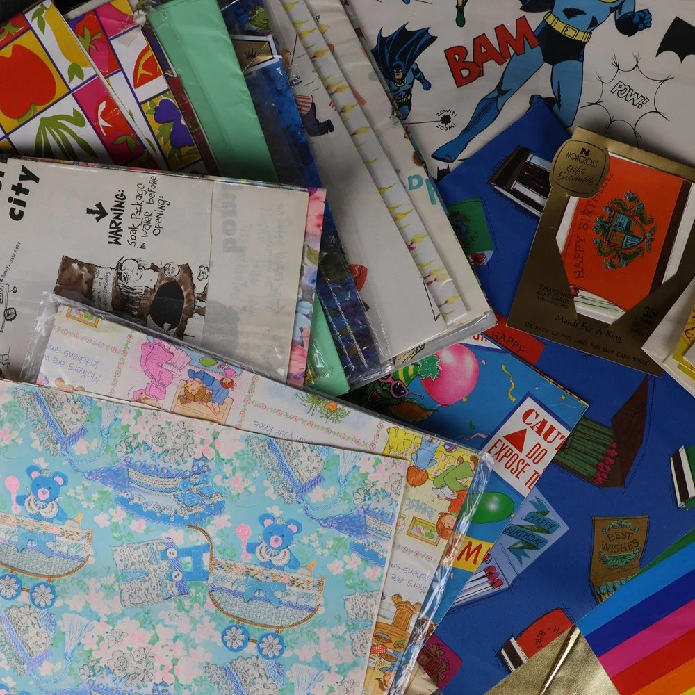 Vintage Wrapping Paper Sheets Lot Retro Birthday Kids Batman Gremlins Designs